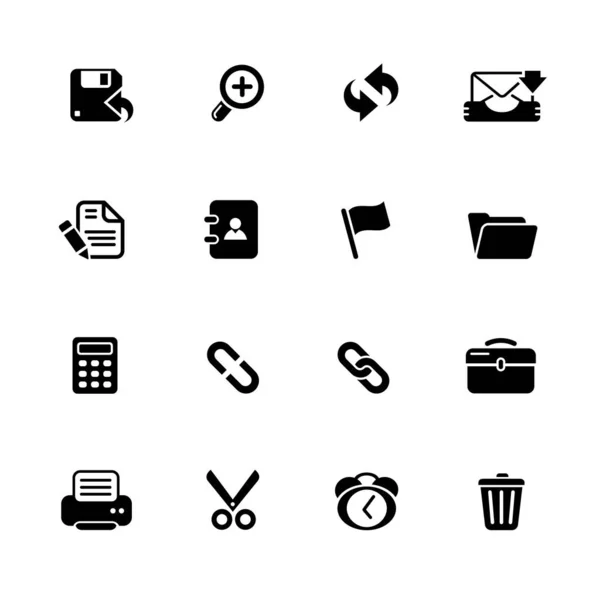 Iconos Interfaz Serie Negro Vector Iconos Negros Para Sus Proyectos — Archivo Imágenes Vectoriales