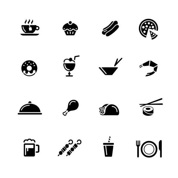 Food Icons Black Series Vector Zwarte Pictogrammen Voor Web Media — Stockvector