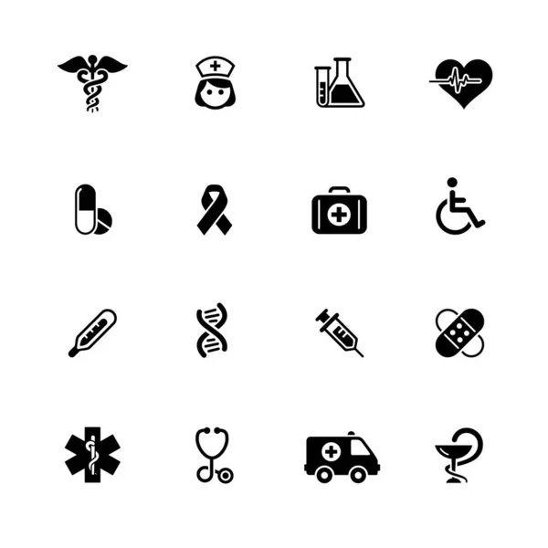 Medicine Heath Care Black Series Vector Black Icons Your Web — стоковый вектор