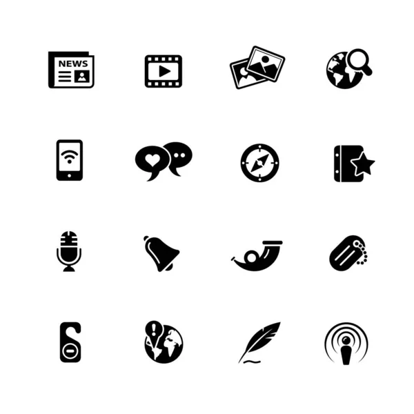 New Media Black Series Vector Iconos Negros Para Sus Proyectos — Archivo Imágenes Vectoriales