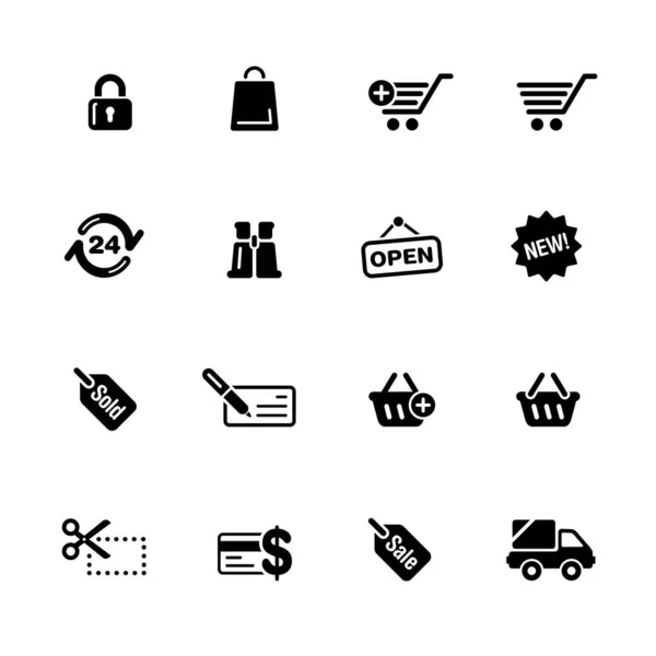 Shopping Web Icons Black Series Icone Nere Vettoriali Tuoi Progetti — Vettoriale Stock