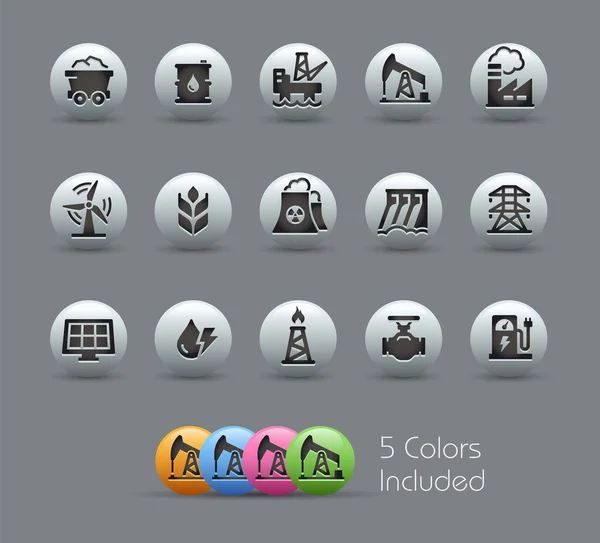 Energy Icons Pearly Series Vector File Includes Color Versions Each — Stock Vector