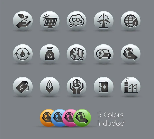 Ecology Renewable Energy Icons Pearly Series Vector File Includes Color — стоковый вектор