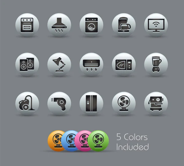 Household Appliances Icons Pearly Series Vector File Includes Color Versions — Stock Vector