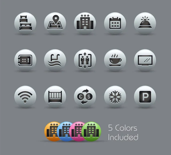 Hotel Alquileres Iconos Serie Pearly Archivo Vector Incluye Versiones Color — Vector de stock