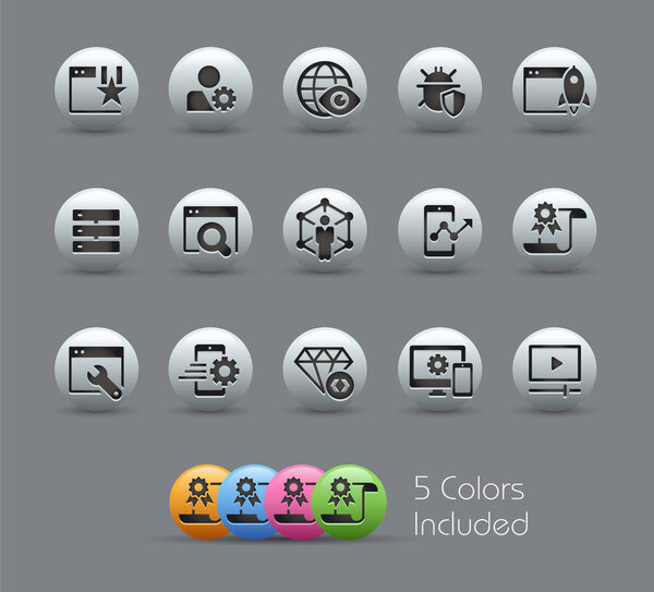 SEO & Digital Marketing Icons 2 of 2 / / Pearly Series - The Vector file includes 5 color versions for each icon in different layers
 --