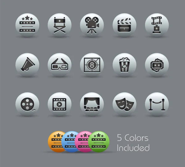 Film Industry Theater Icons Pearly Series Vector File Includes Color Лицензионные Стоковые Иллюстрации