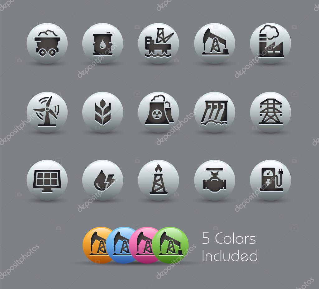 Energy Icons // Pearly Series -- The Vector file includes 5 color versions for each icon in different layers --