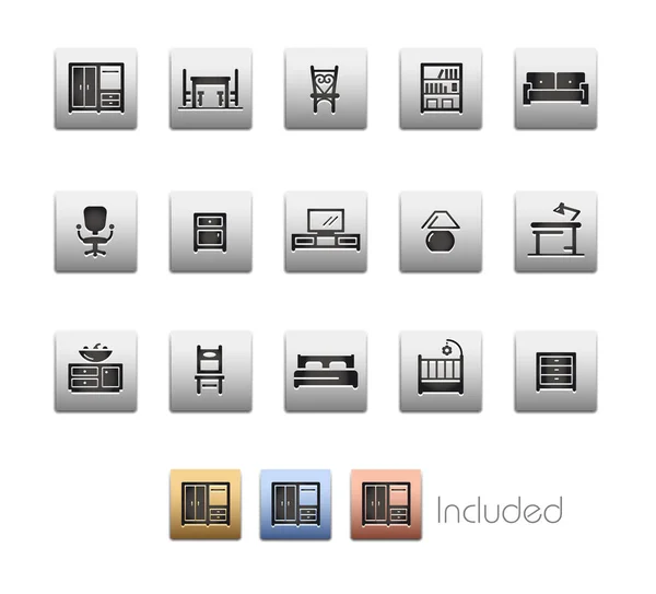 Möbelsymbole Die Vektordatei Enthält Farbversionen Für Jedes Symbol Verschiedenen Ebenen — Stockvektor