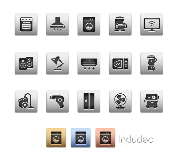 Electrodomésticos Iconos Archivo Vectorial Incluye Versiones Color Para Cada Icono — Archivo Imágenes Vectoriales