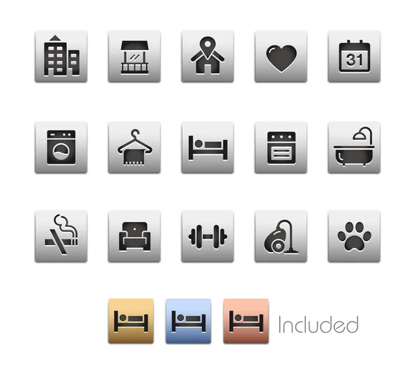 Hotel Rentals Icons Vector File Includes Color Versions Each Icon — Stock Vector