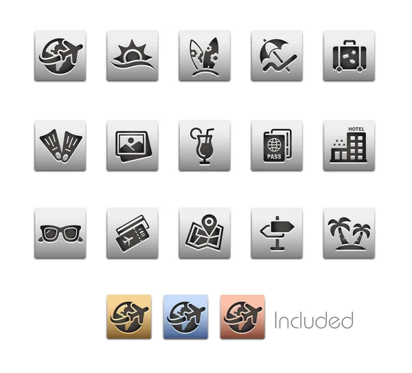 Иконки Летних Каникул Векторный Файл Включает Себя Цветовых Варианта Каждой — стоковый вектор