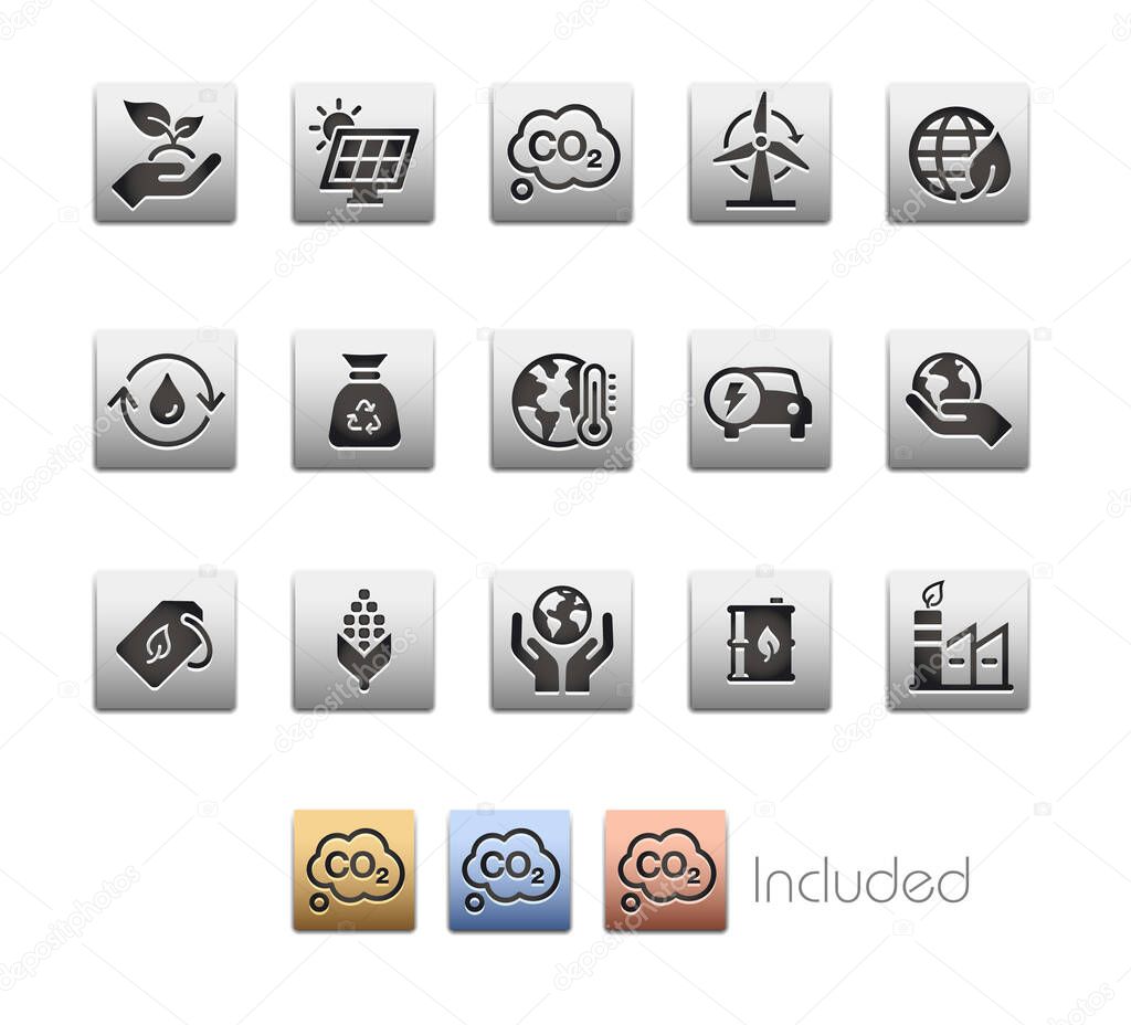 Ecology and Renewable Energy Icons - The vector file includes 4 color versions for each icon in different layers.