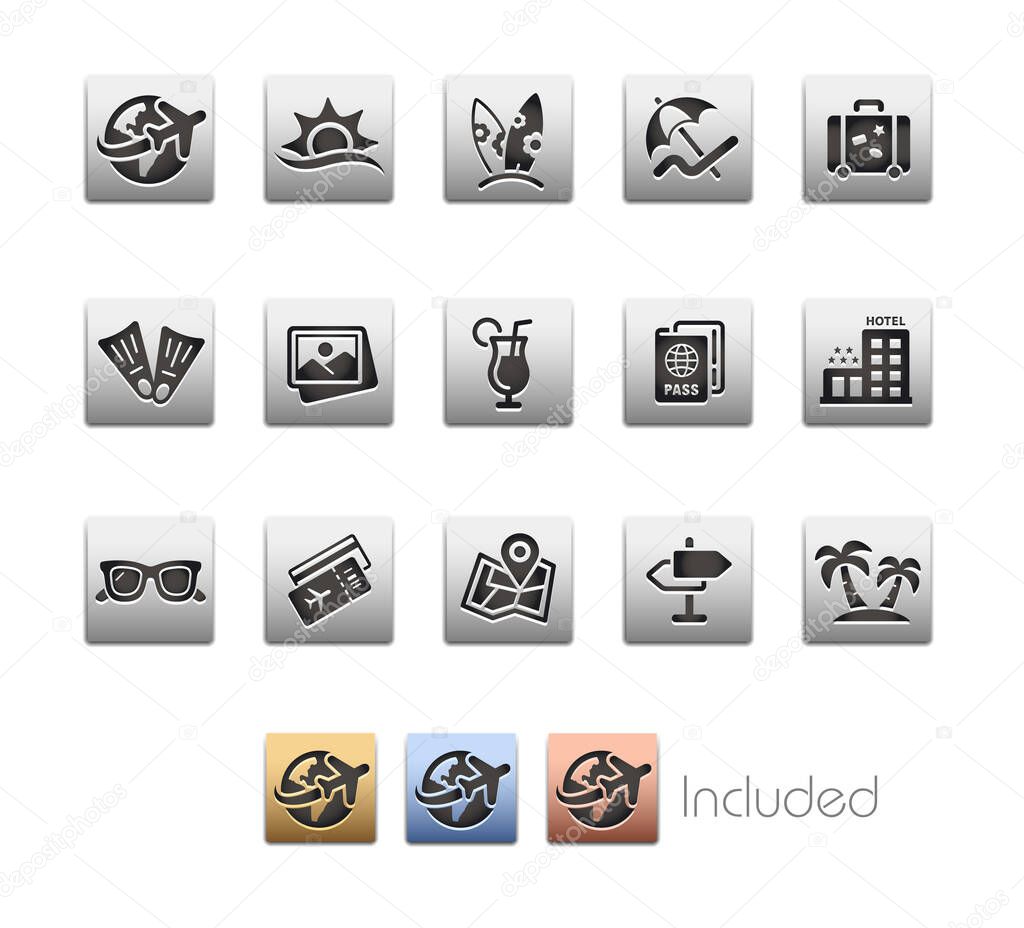 Summer Vacations Icons - The vector file includes 4 color versions for each icon in different layers.