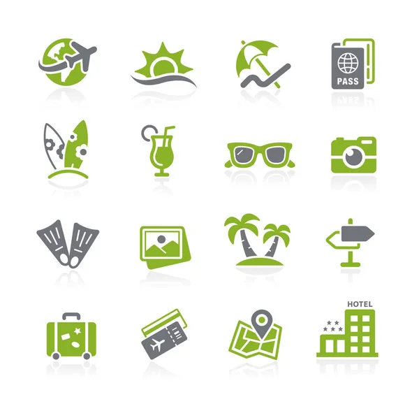 Iconos Vacaciones Verano Serie Natura — Vector de stock