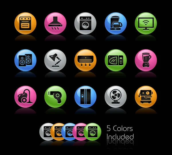 Electrodomésticos Iconos Archivo Vectorial Incluye Versiones Color Diferentes Capas — Vector de stock