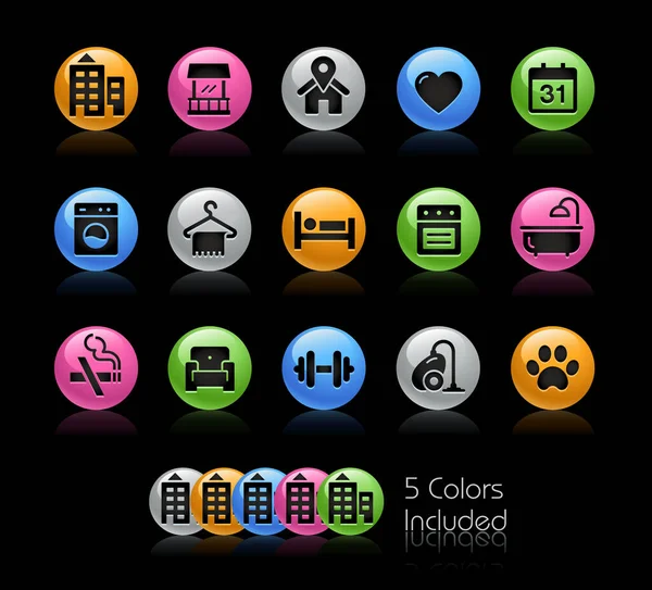 Hotel Alquileres Iconos Archivo Vectorial Incluye Versiones Color Diferentes Capas — Vector de stock