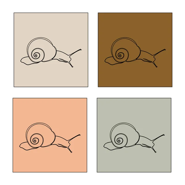 Illustration abstraite, silhouette noire et blanche de l'escargot . — Image vectorielle