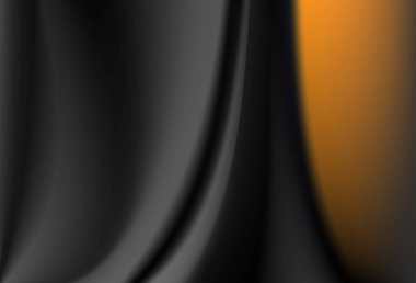 Altın kıvrımları ile saten siyah ipek perde. Arka plan.