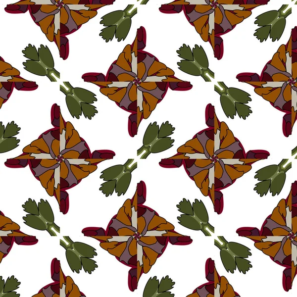 Village motif folklorique floral de fleurs et de feuilles entrelacées . — Image vectorielle