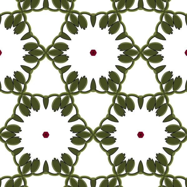 Village floral folk pattern of interwoven flowers and leaves. — Stock Vector