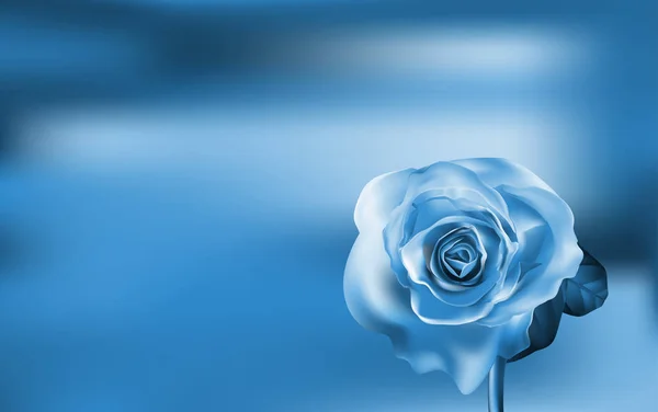 Нежная голубая роза на размытом зеленом фоне — стоковый вектор