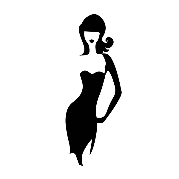 Silueta chica modelo vaina vestido — Vector de stock