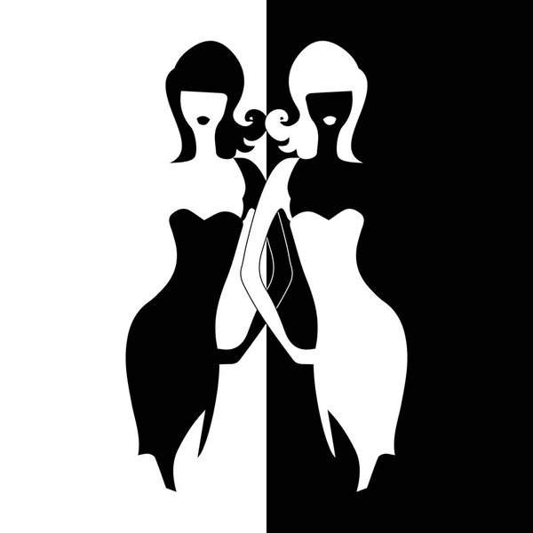 Silhouette fille modèle robe gaine — Image vectorielle