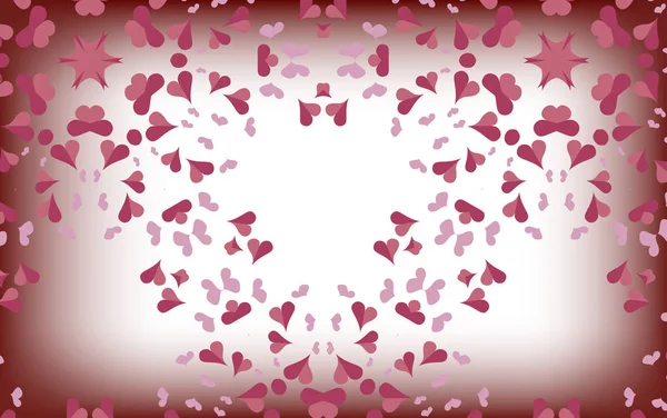 Delicados corazones rosados sobre un fondo blanco borroso — Vector de stock