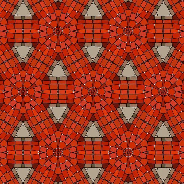 Primitive geometrische Retro-Muster mit Ziegeln und Mosaik. Brauner und roter Ziegel. — Stockvektor