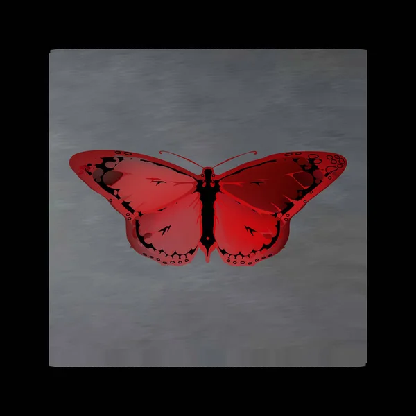 Papillon mystique vintage aux couleurs écarlates sur fond noir. Bourgogne rideau de soie comme du sang . — Image vectorielle