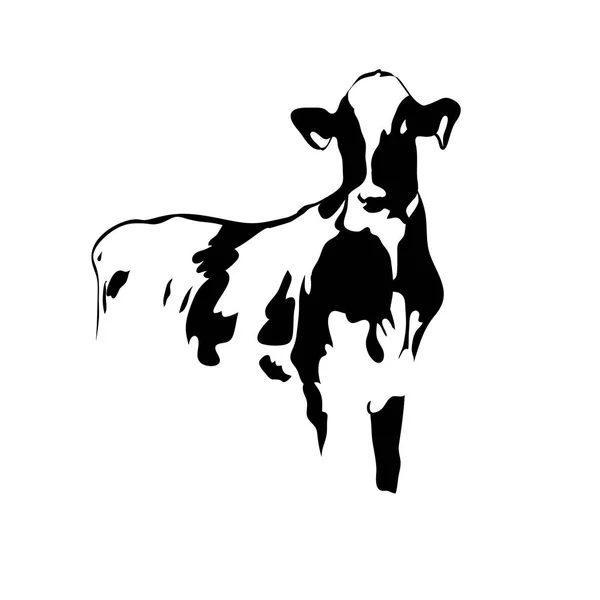 Portre büyük siyah beyaz inek vektör — Stok Vektör