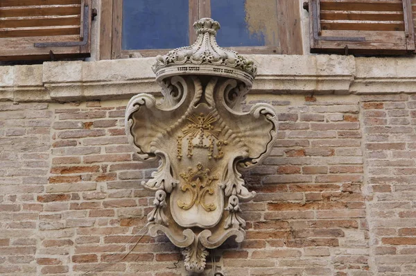 details of architecture historical buildings. Italy. stone mask.