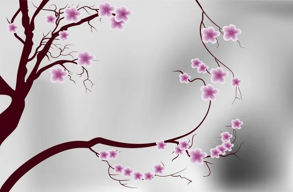 Flores sakura rosa cereja flor em estilo japonês — Vetor de Stock