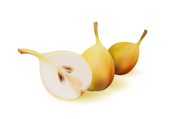 Yellow pear as source of vitamins and minerals to increase energy and combat fatigue and depression. Pear and a half. — Stock Vector