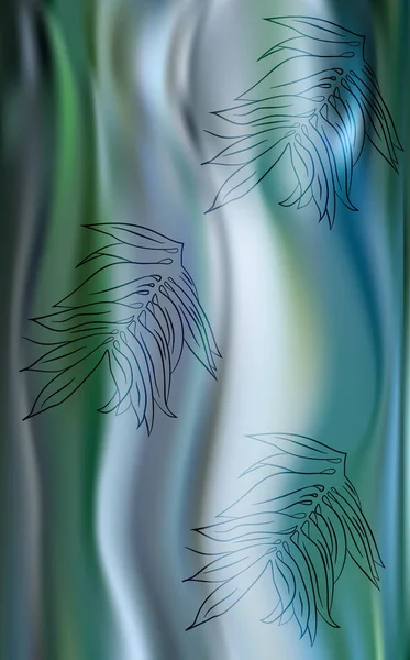 Cortinas de seda verde y material que fluye el color de la onda del mar. Revestimiento para cortinas y sábanas . — Vector de stock