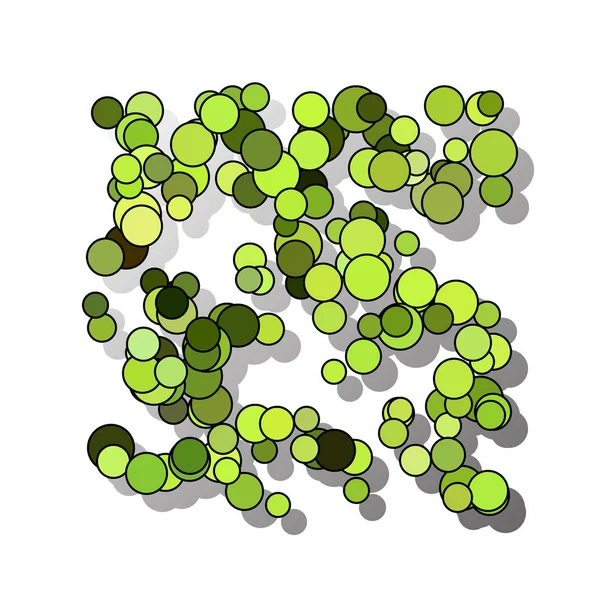 Grappig hilarische, leuk patroon met heldere cirkels. natuurlijke groene achtergrond. — Stockvector