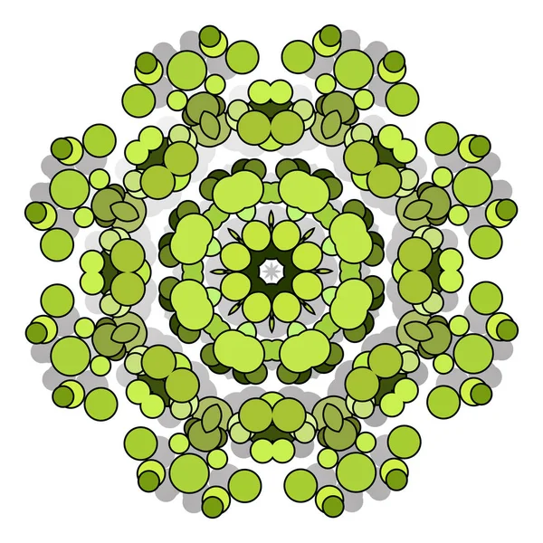 Roliga roliga, underhållande mönster med ljusa cirklar. naturlig grön bakgrund. — Stock vektor