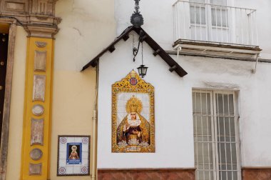 Tarihi binaları ve anıtlar, Seville, İspanya. Mimari Detaylar, taş cephe.