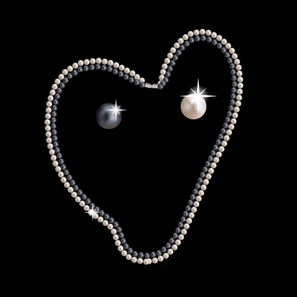 Serce duże piękne różowe perły i romantyczny gwiazd — Wektor stockowy