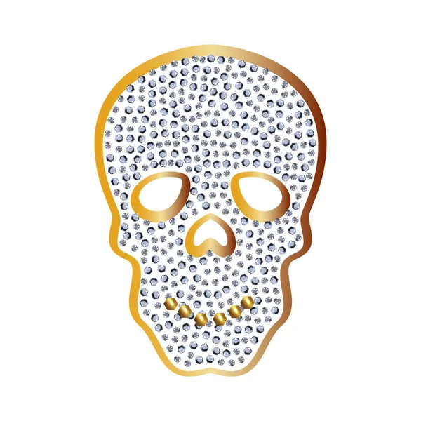 Gouden schedel met juwelen en diamanten als een hanger en een ornament. — Stockvector