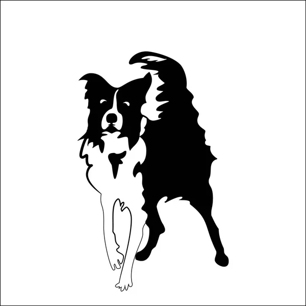面白い遊び心のある子犬のシルエット — ストックベクタ