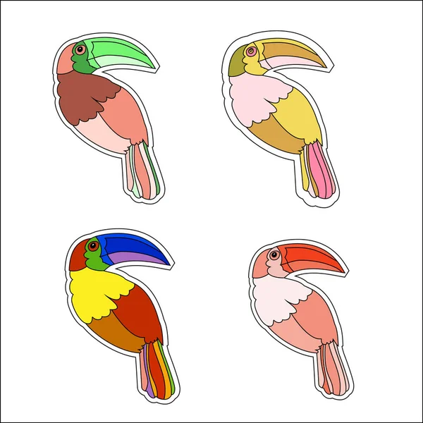 Divertido dibujo animado Rainbow Toucan pájaro con alas de oro . — Archivo Imágenes Vectoriales