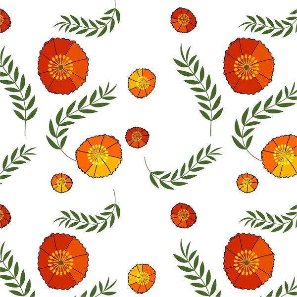 温和的花卉背景与红罂粟。纺织品的图案。无缝 — 图库矢量图片