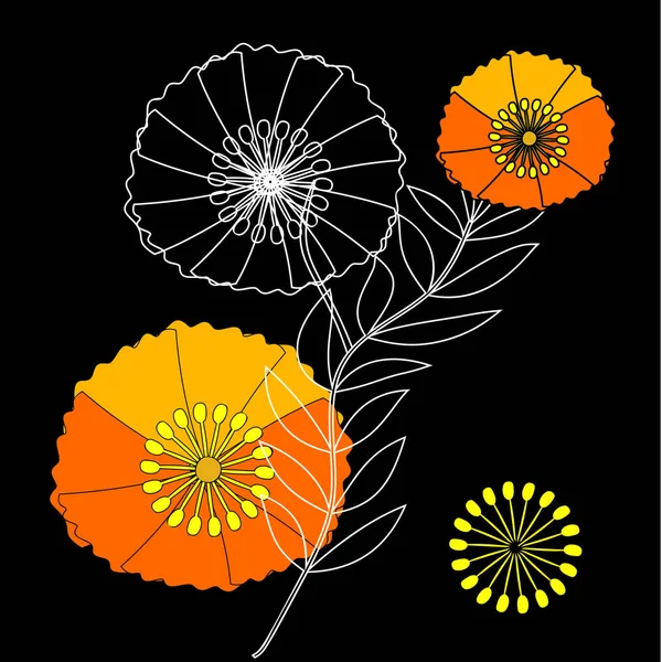 温和的花卉背景与红罂粟。纺织品图案. — 图库矢量图片
