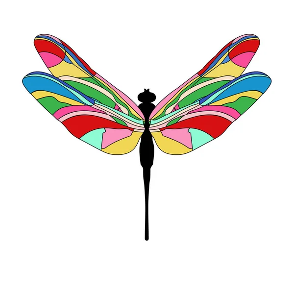 Divertente illustrazione del cartone animato di libellula. Libellula luminosa svolazza . — Vettoriale Stock