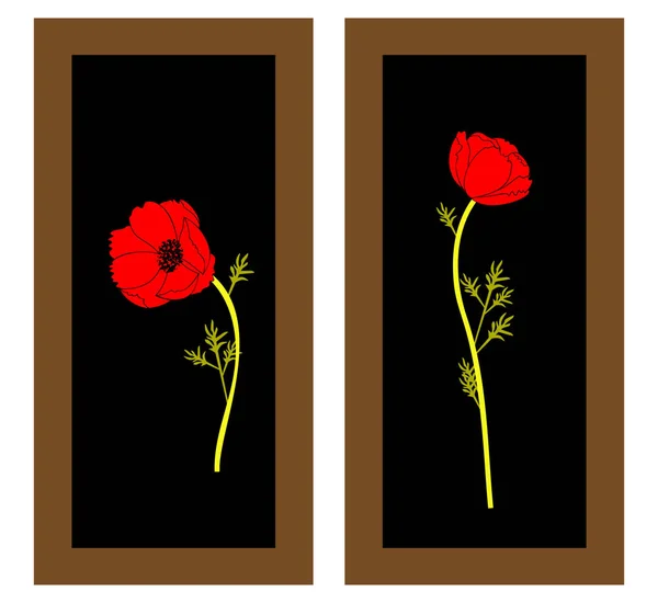 Fond floral doux avec des coquelicots rouges. Motifs pour Peintures fleurs de coquelicots rouges — Image vectorielle