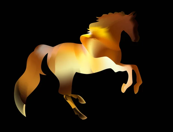 Silueta ardiente de un semental árabe. caballo rojo corre en llamas — Vector de stock