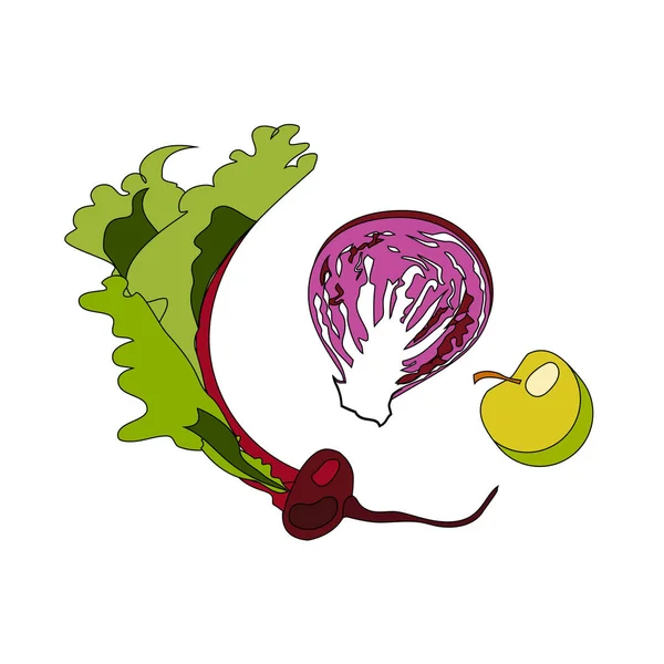 Ensemble de légumes frais pour préparer une boisson vitaminée. Style plat . — Image vectorielle