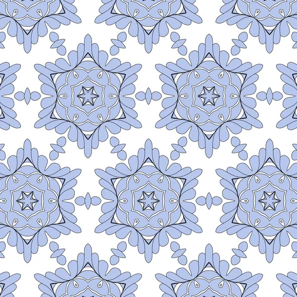 Abstrakt festlig jul snöflinga mönster på blå bakgrund — Stock vektor